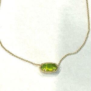 Kendra Scott Gold and Peridot Line Green Elisa Necklace